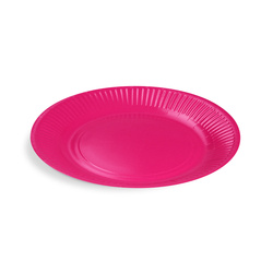 Kulatý papírový talíř, fuchsiová / růžová, průměr 23 cm, 10 ks.