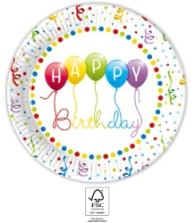 Papírové talíře „Happy Birthday“, 23 cm, 8 ks