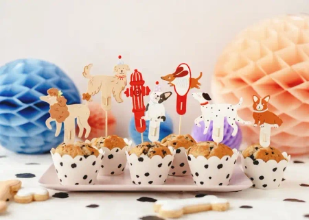 Dekorace na muffiny „Pejsci“, 7–9,5 cm, mix, 7 ks