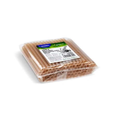 Opakovaně použitelné brčka z biokompozitu hnědého 8/140 mm 100 ks