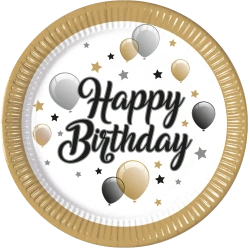 Papírové talíře „Milestone Happy Birthday“, 23 cm, 8 ks