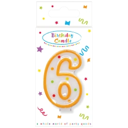 Narozeninová svíčka Puntíky „6“, 1 ks