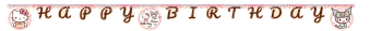 Papírový narozeninový banner Hello Kitty & Kuromi, 2 m 1 ks