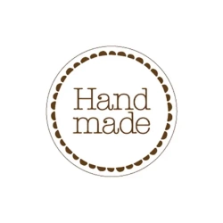 Papírová samolepka "Hand made", průměr 4 cm, 1000 ks
