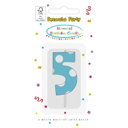 Narozeninová svíčka Modrá „5“, 1 ks