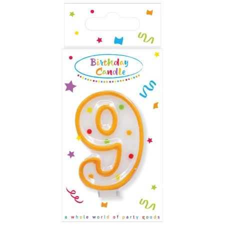 Narozeninová svíčka Puntíky „9“, 1 ks