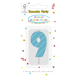 Narozeninová svíčka Modrá „9“, 1 ks