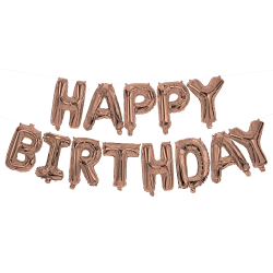 Fóliové balónky nápis „Happy Birthday“, Rose Gold, 3,4 m, 1 ks.