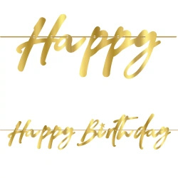 Zlatý Narozeninový Banner "Happy Birthday", 1 Ks.