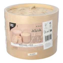Parní košík z bambusu „ASIA“, výška 13,5 cm, průměr 18 cm, 3dílný, 1 ks